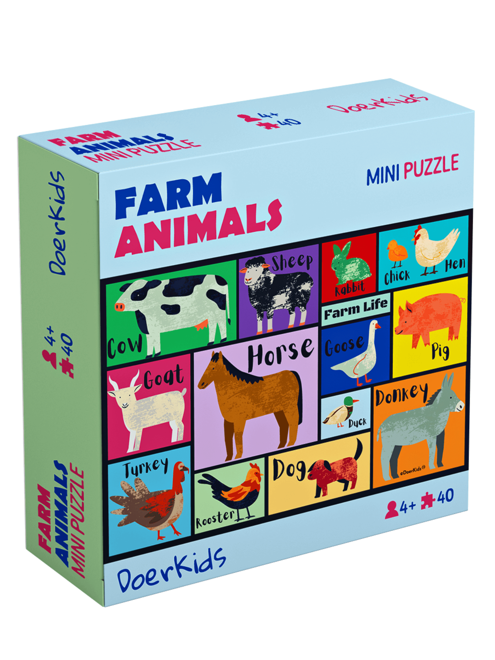 DoerKids%20Çiftlik%20Hayvanları%20Mini%20Puzzle%20|%2040%20Parça%20|%204%20Yaş