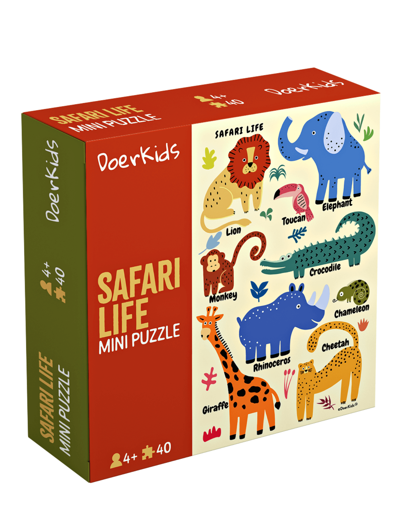 DoerKids%20Safari%20Vahşi%20Hayvanlar%20Mini%20Puzzle%20|%2040%20Parça%204+%20Yaş