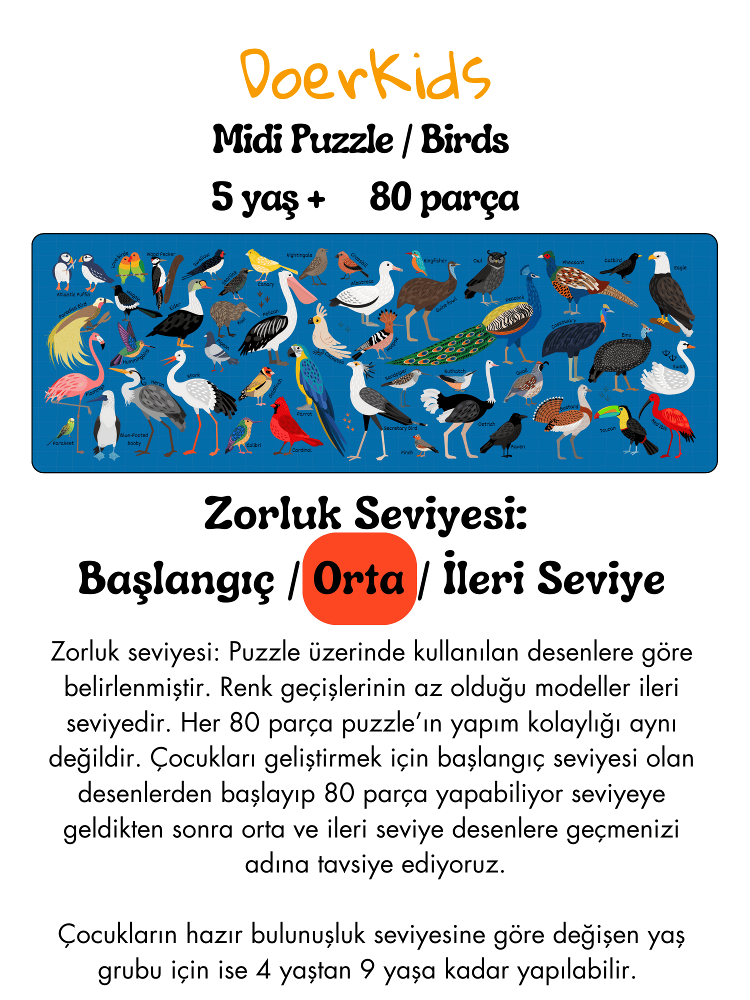 Doerkids%20Birds%20–%20Kuşlar%20Midi%20Puzzle%20|%2080%20Parça%205+%20Yaş