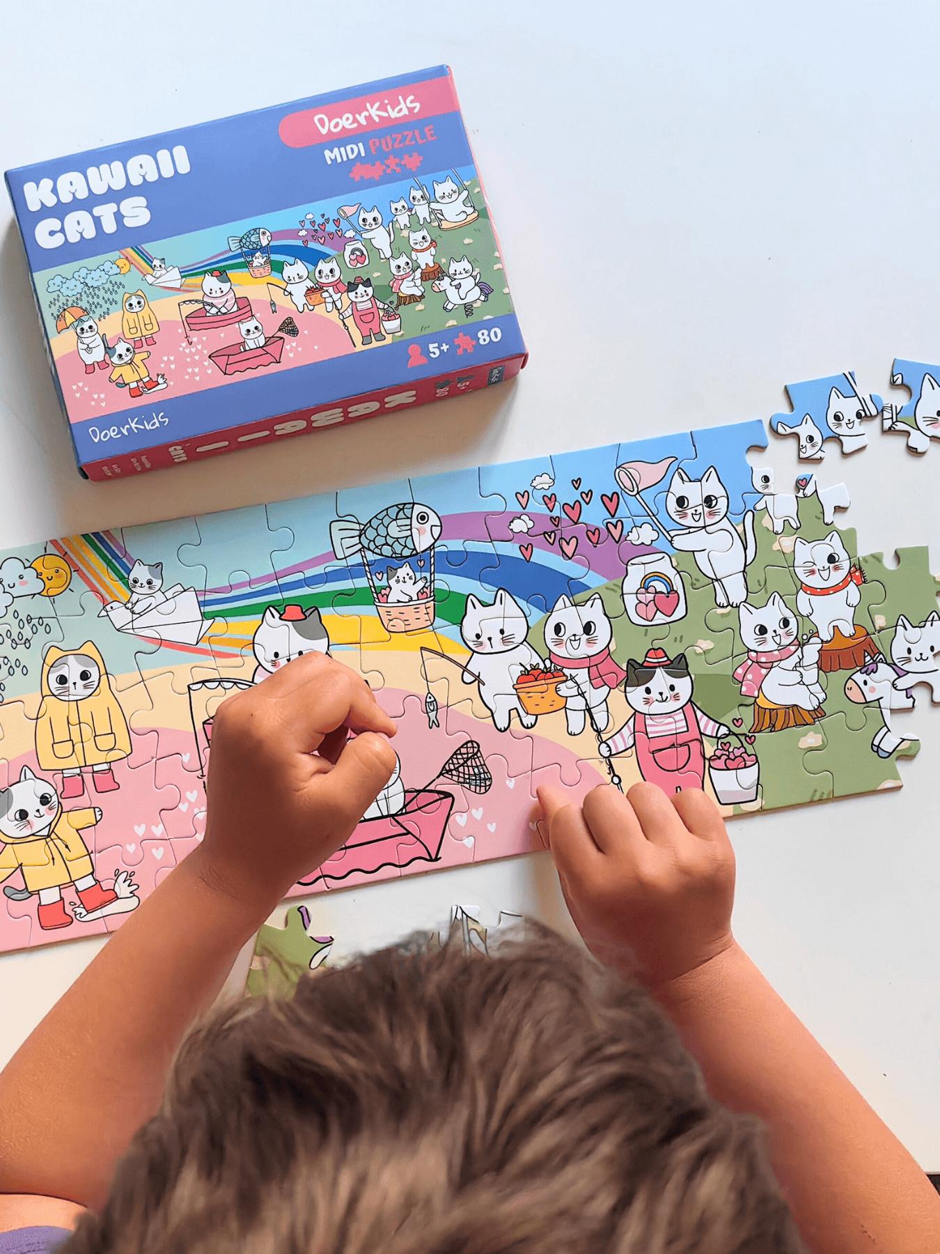 Doerkids%20Kawaii%20Cats%20–%20Sevimli%20Kediler%20Midi%20Puzzle%20|%2080%20Parça%205+%20Yaş