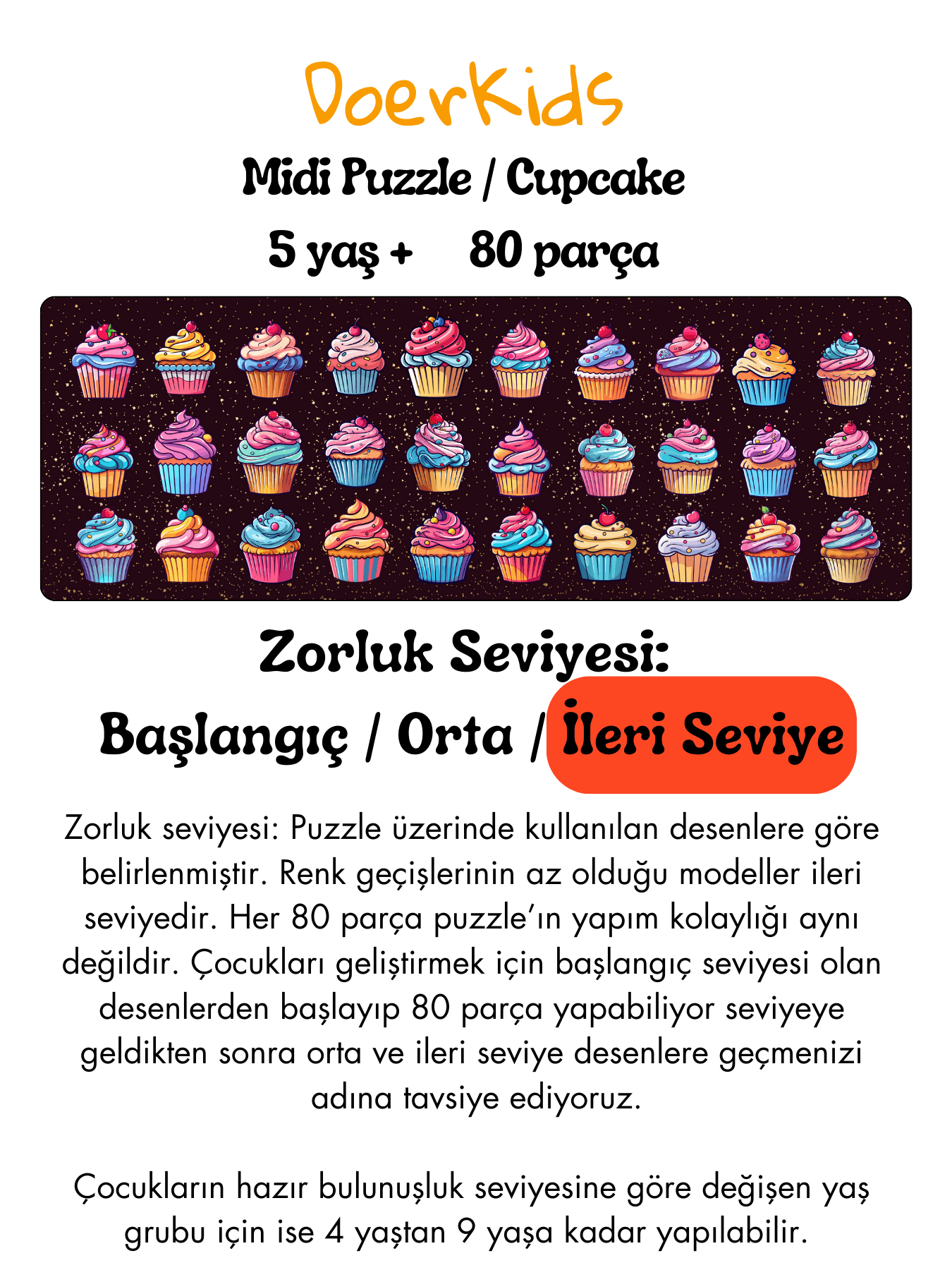 Doerkids%20Cupcakes%20Midi%20Puzzle%20|%2080%20Parça%205+%20Yaş