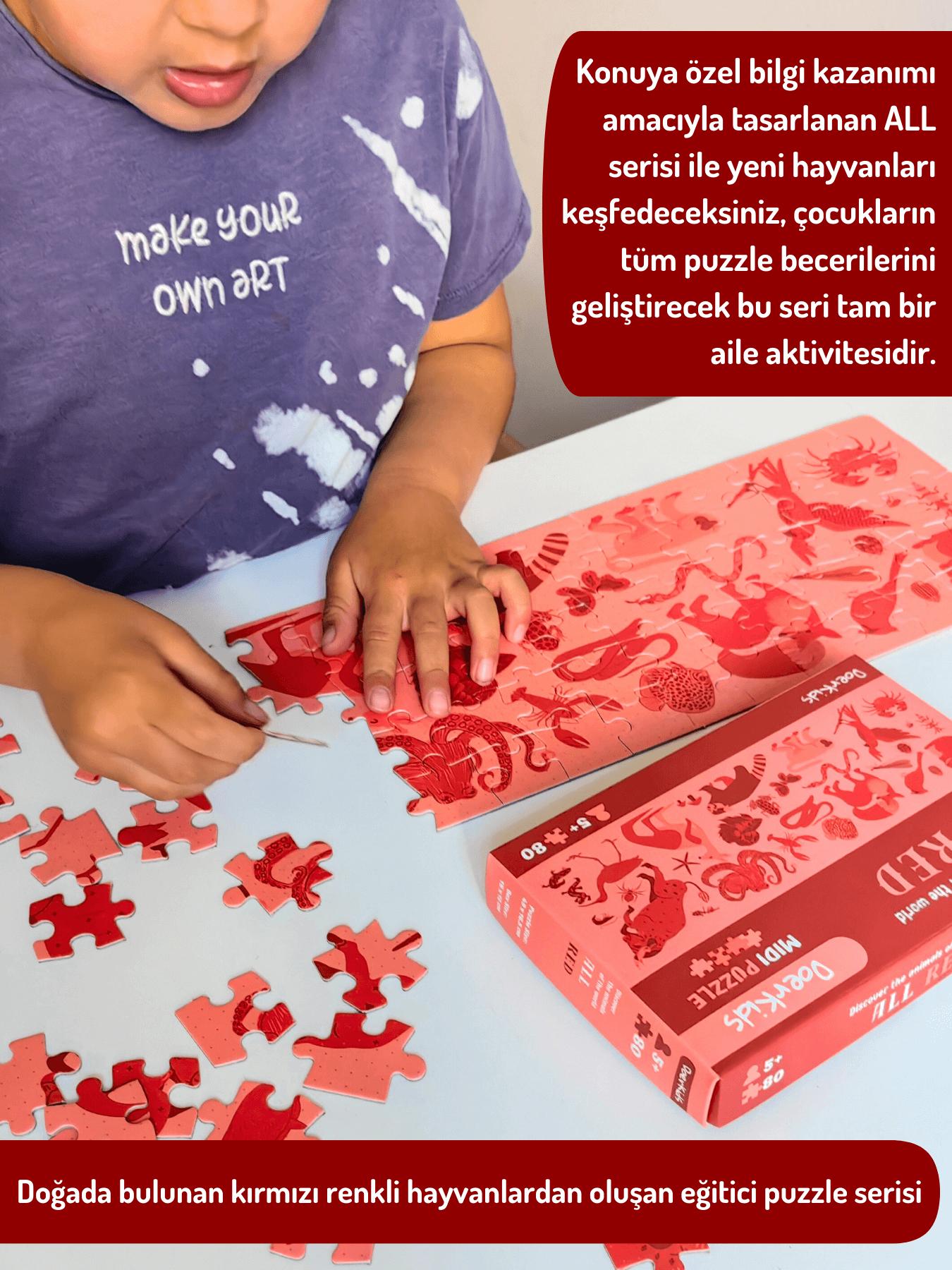 Doerkids%20All%20Red-Kırmızı%20Hayvanlar%20Midi%20Puzzle%20|%2080%20Parça%205+%20Yaş