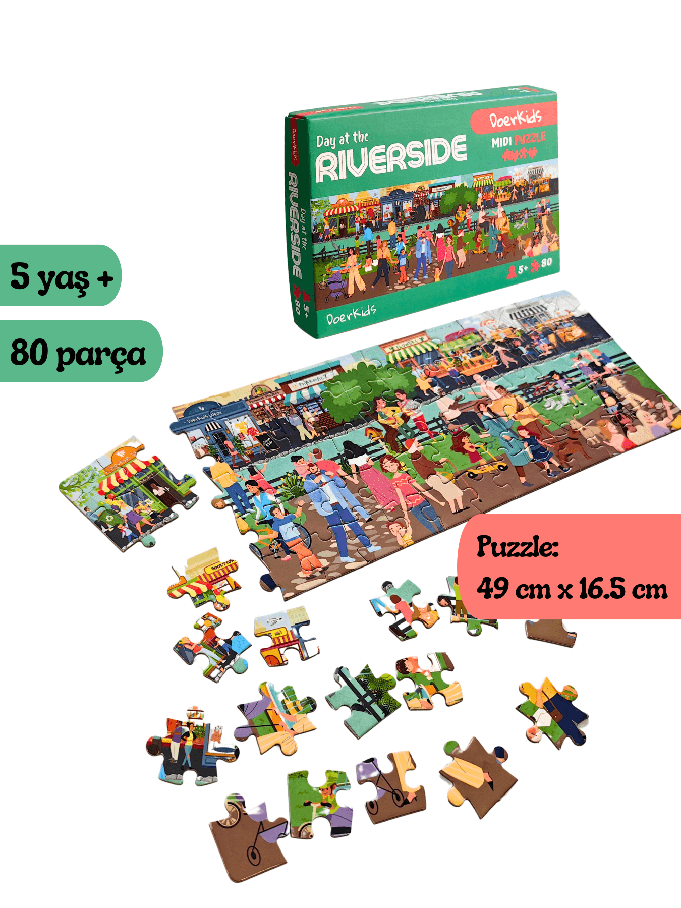 Doerkids%20Nehir%20Kenarında%20Bir%20Gün%20Midi%20Puzzle%20|%2080%20Parça%205+%20Yaş