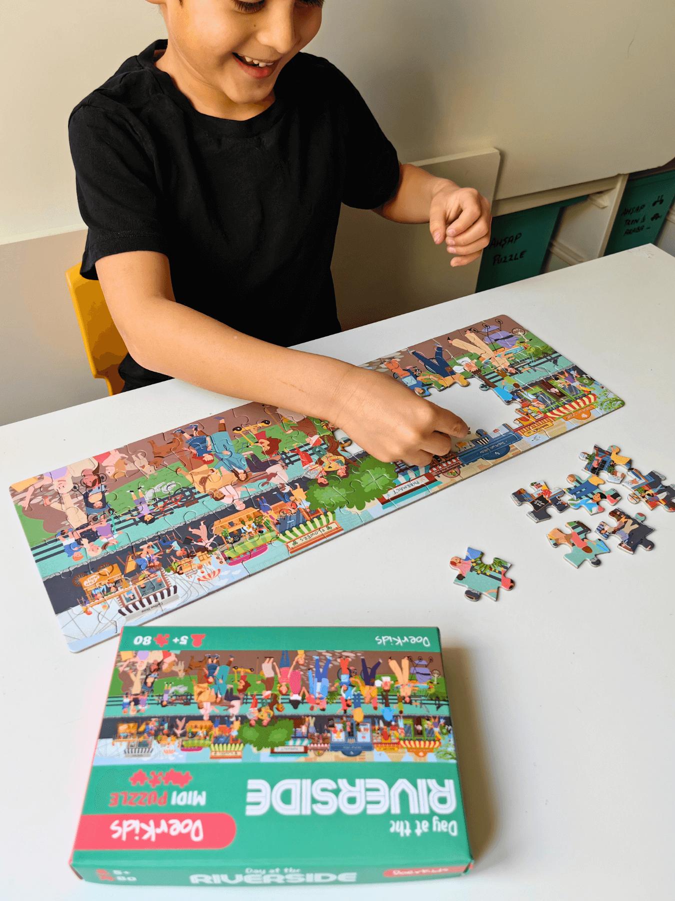 Doerkids%20Nehir%20Kenarında%20Bir%20Gün%20Midi%20Puzzle%20|%2080%20Parça%205+%20Yaş