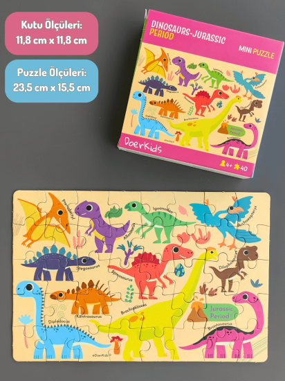 DoerKids Dinozorlar-jurassic Dönemi Mini Puzzle | 40 Parça 4 Yaş