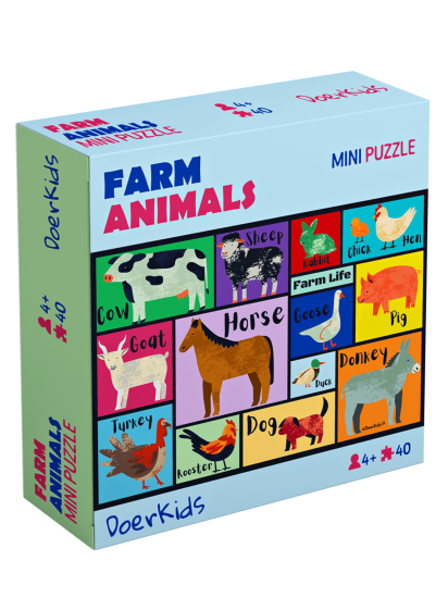 DoerKids Çiftlik Hayvanları Mini Puzzle | 40 Parça | 4 Yaş