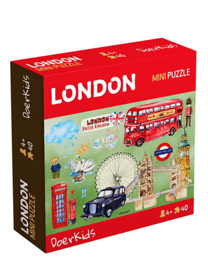 DoerKids London Mini Puzzle | 40 Parça | 4 Yaş