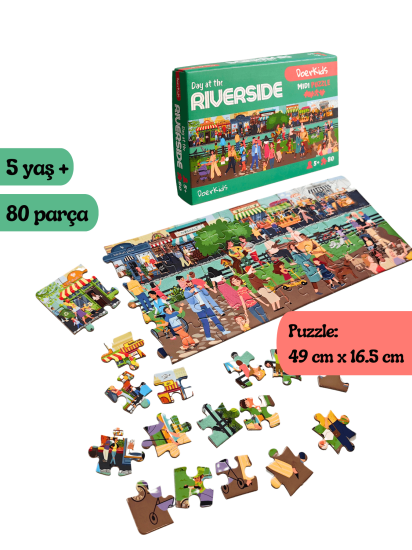 Doerkids Nehir Kenarında Bir Gün Midi Puzzle | 80 Parça 5+ Yaş