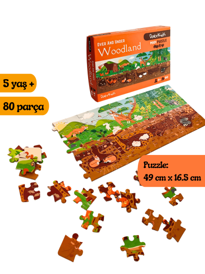 Doerkids Ormanlık Alan Yeraltı Yerüstü Midi Puzzle | 80 Parça 5+ Yaş